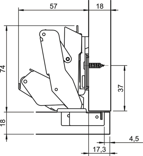 Петля Metalla 310 SM накладная, УО 155°, 48/6, h=12 мм, SC
